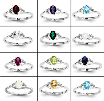 ah Sterling Silver Gemstone Rings for Each Month
